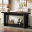 63" Farmhouse Console Table with 2-Tier Storage, Rustic Narrow Sofa Table Behind Couch
