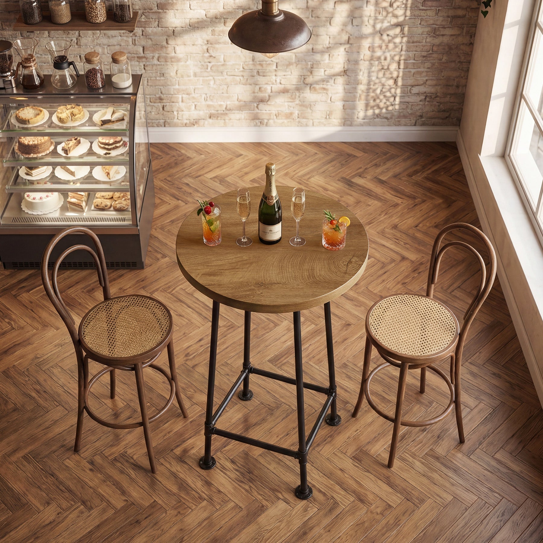 37.4" Round Bar Table, High Top Pub Table for Small Spaces