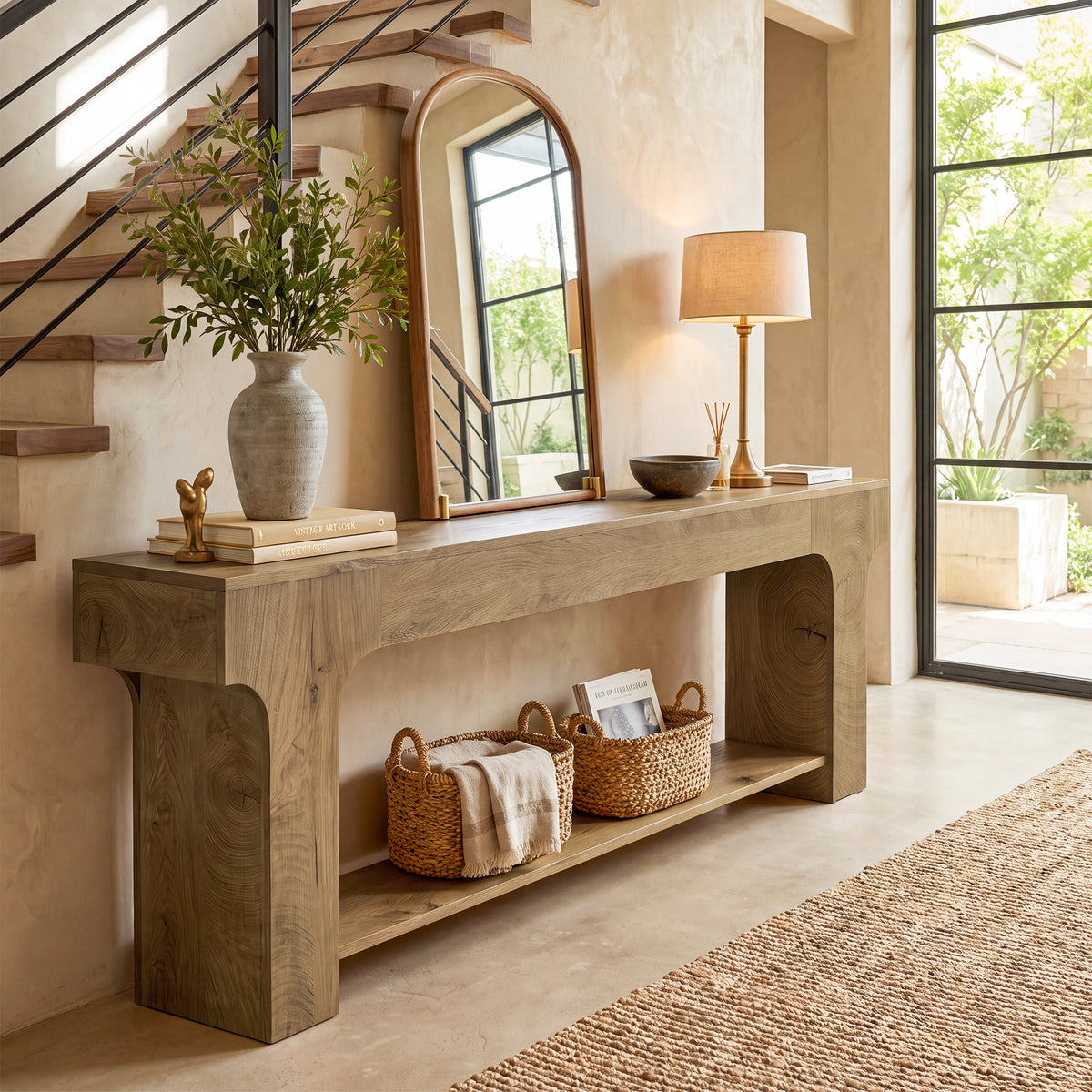200cm Console Table, Extra Long Open Storage Entryway Sofa Table