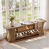 160cm Entryway Bench, 3-Tier Farmhouse Shoe Bench with Storage for Hallway 3