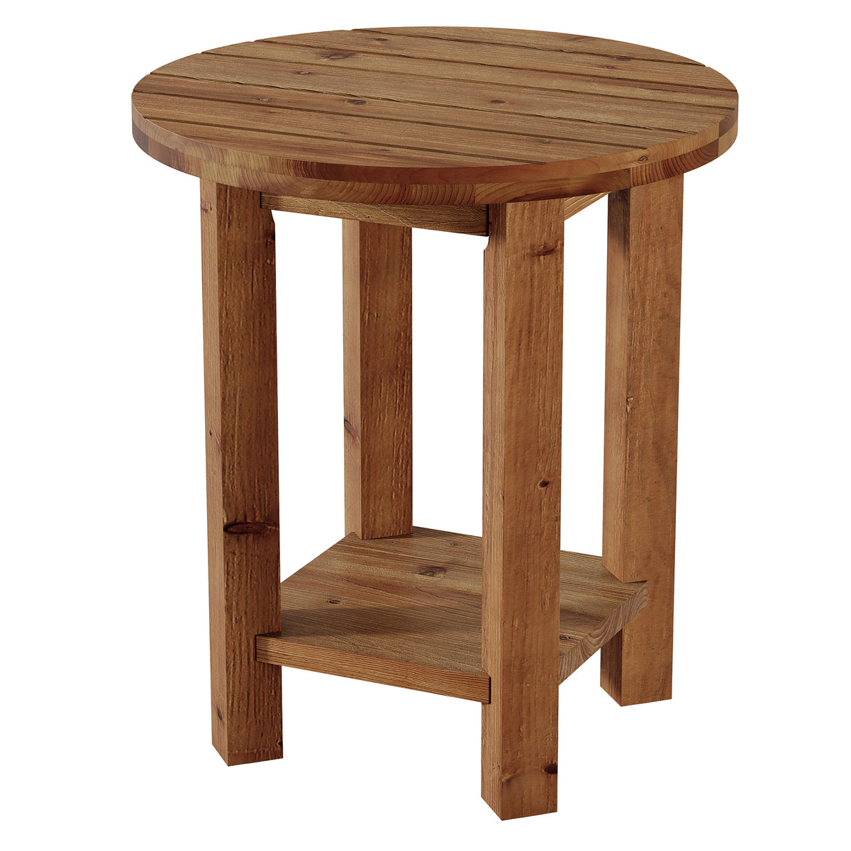 50cm Round Bedside Table, 2-Tier Wooden Nightstand for Bedroom