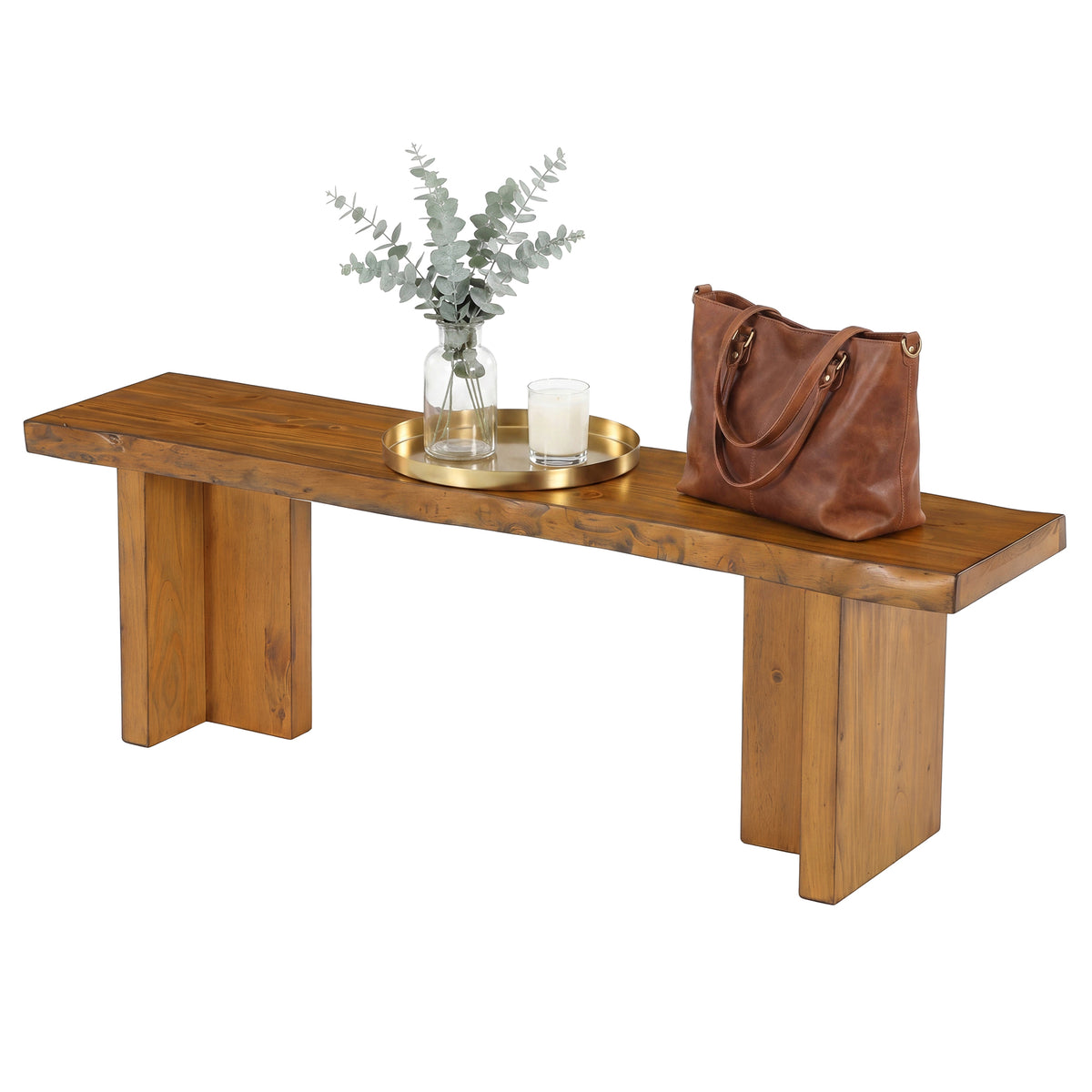 150cm Entryway Bench, Solid Wood Country Storage Bench for Hallway