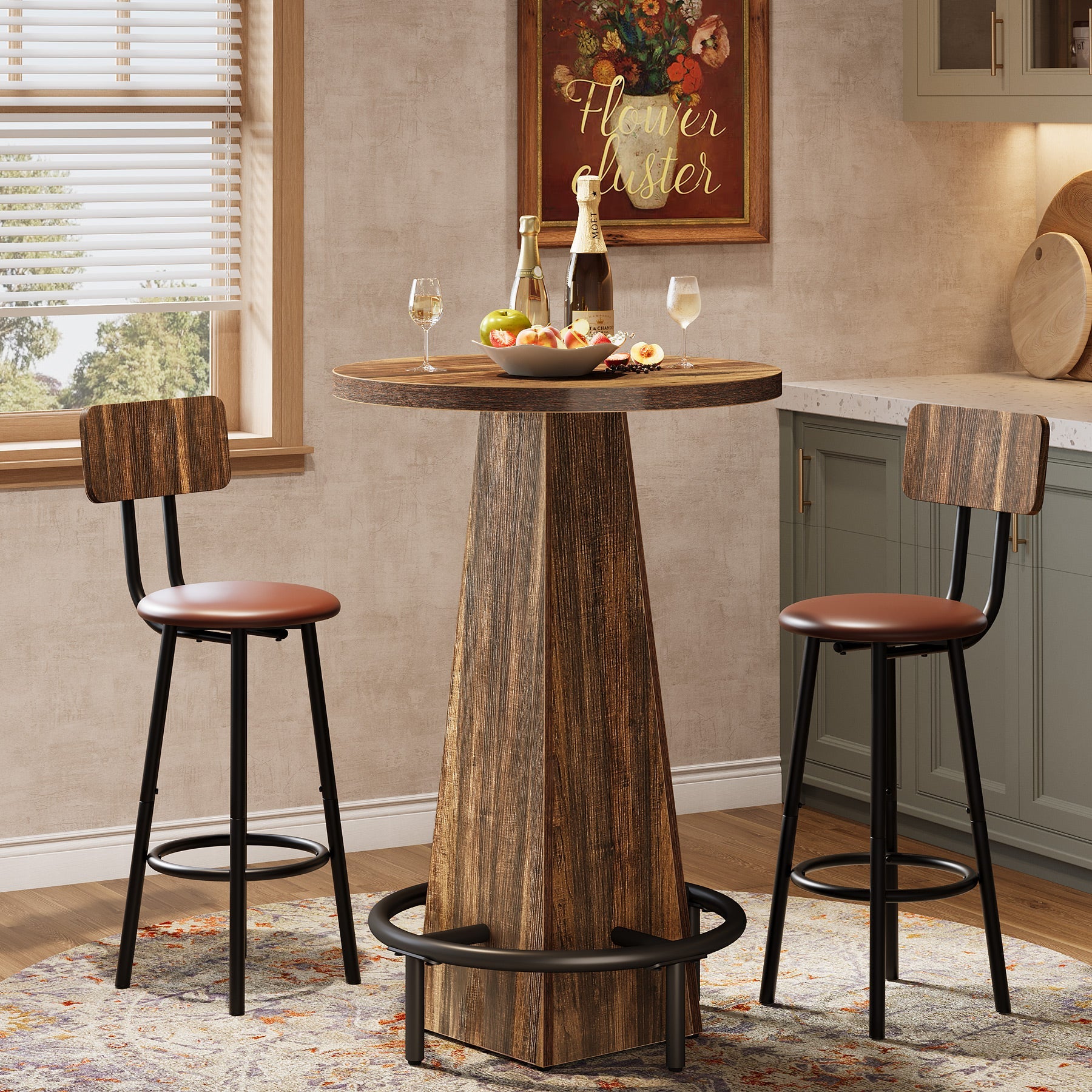 Counter Height Pub Bar Table With Footrest