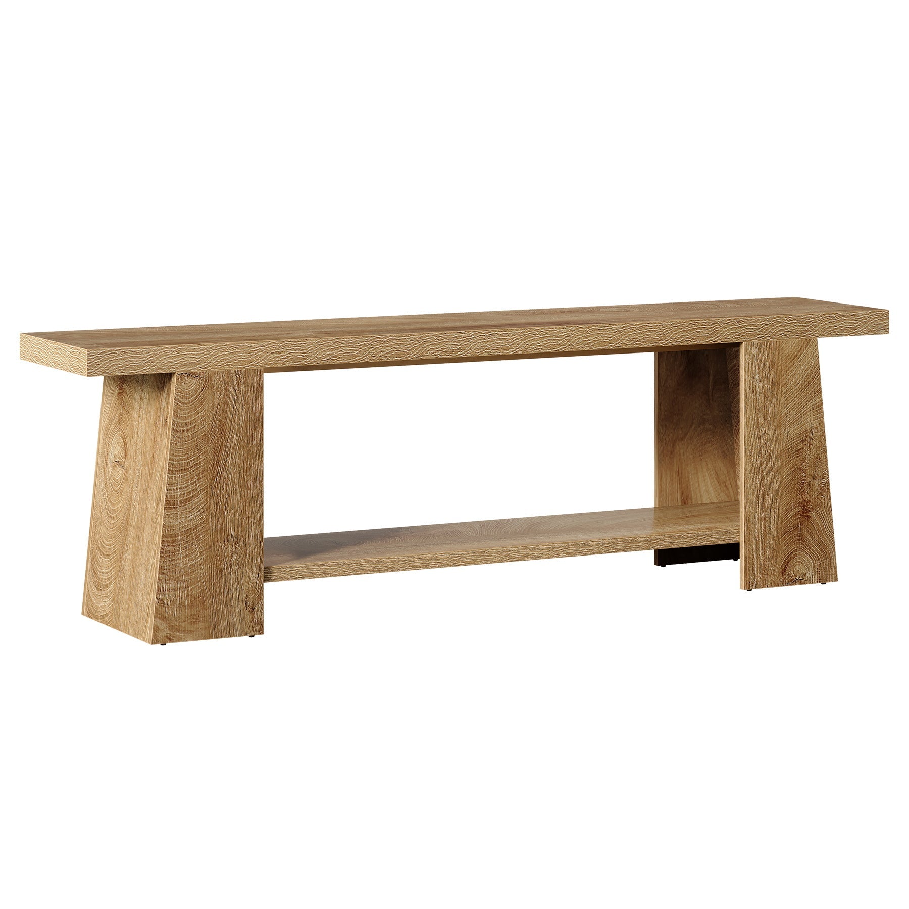 59" 2-Tier Entryway Bench, Shoe Bench End of Bed Bench with Storage Shelves