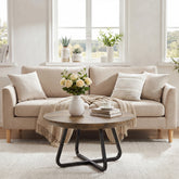 Tribesigns 80cm round coffee table, industrial-style centre table with metal legs 3