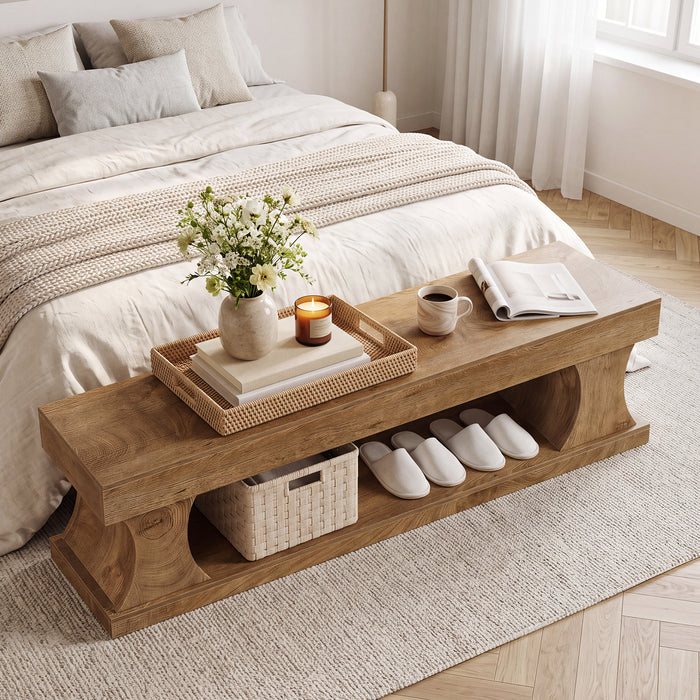 160cm Shoe Bench, MDF Storage Bench with Seat for Hallway