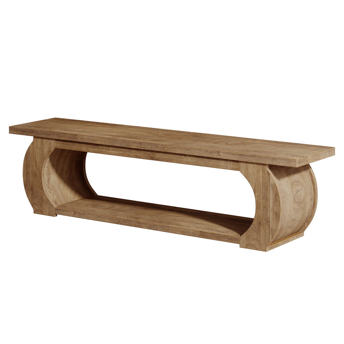 160cm Entryway Bench, Farmhouse Wooden Shoe Bench with Storage Shelf for Hallway