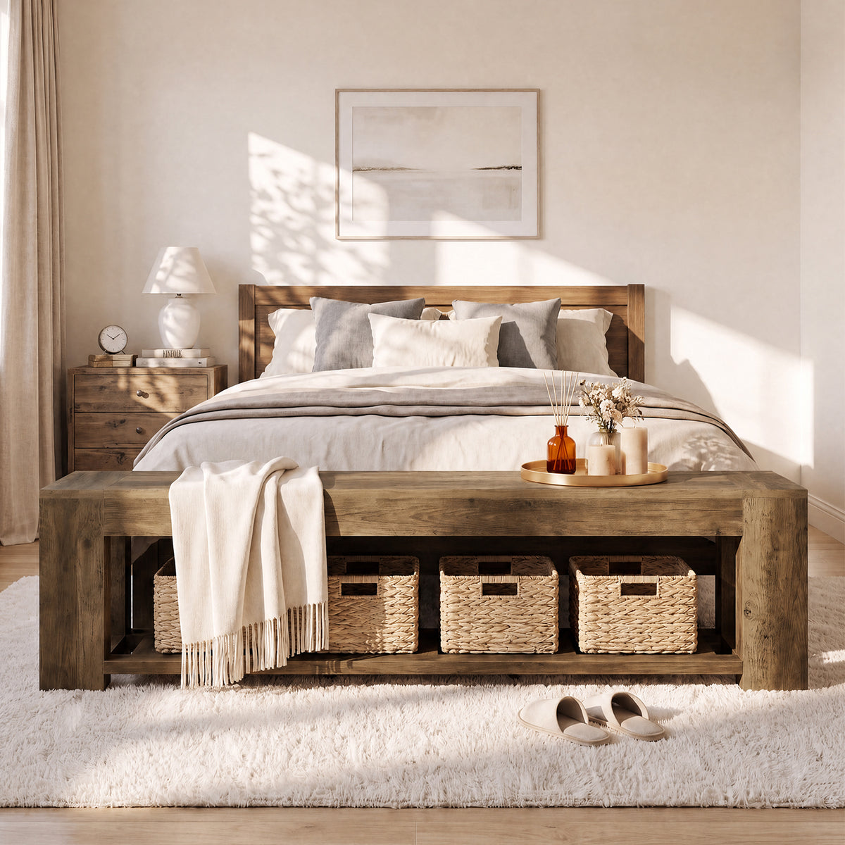 180cm Entryway Bench, 2-Tier Shoe Storage with Lower Open Shelf for 3-4 People