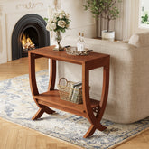 Solid  Wood End Table, 2-Tier Couch Side Table with Arched Legs 3