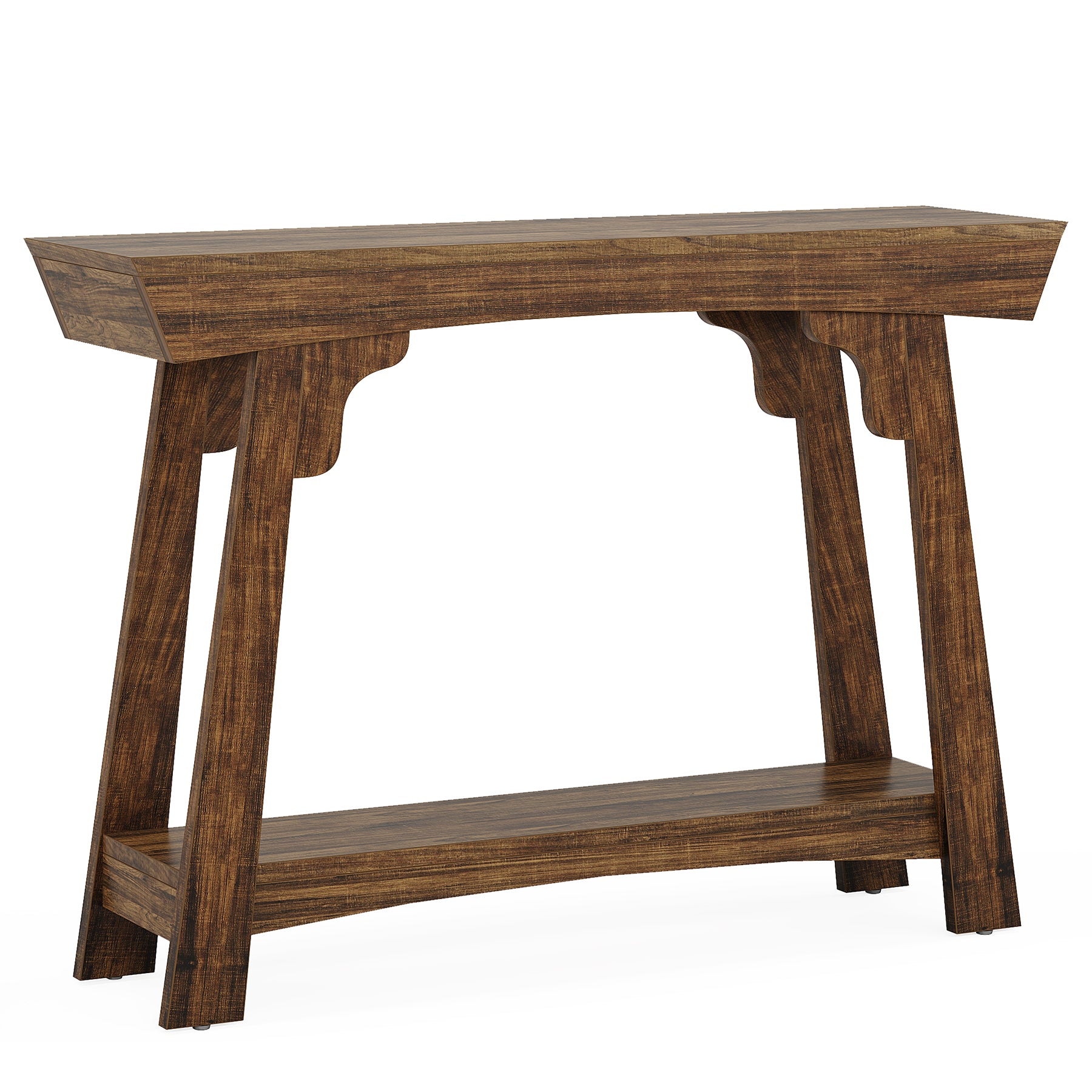 2-Tier Wood Entryway Table with Storage, Farmhouse Narrow Sofa Table