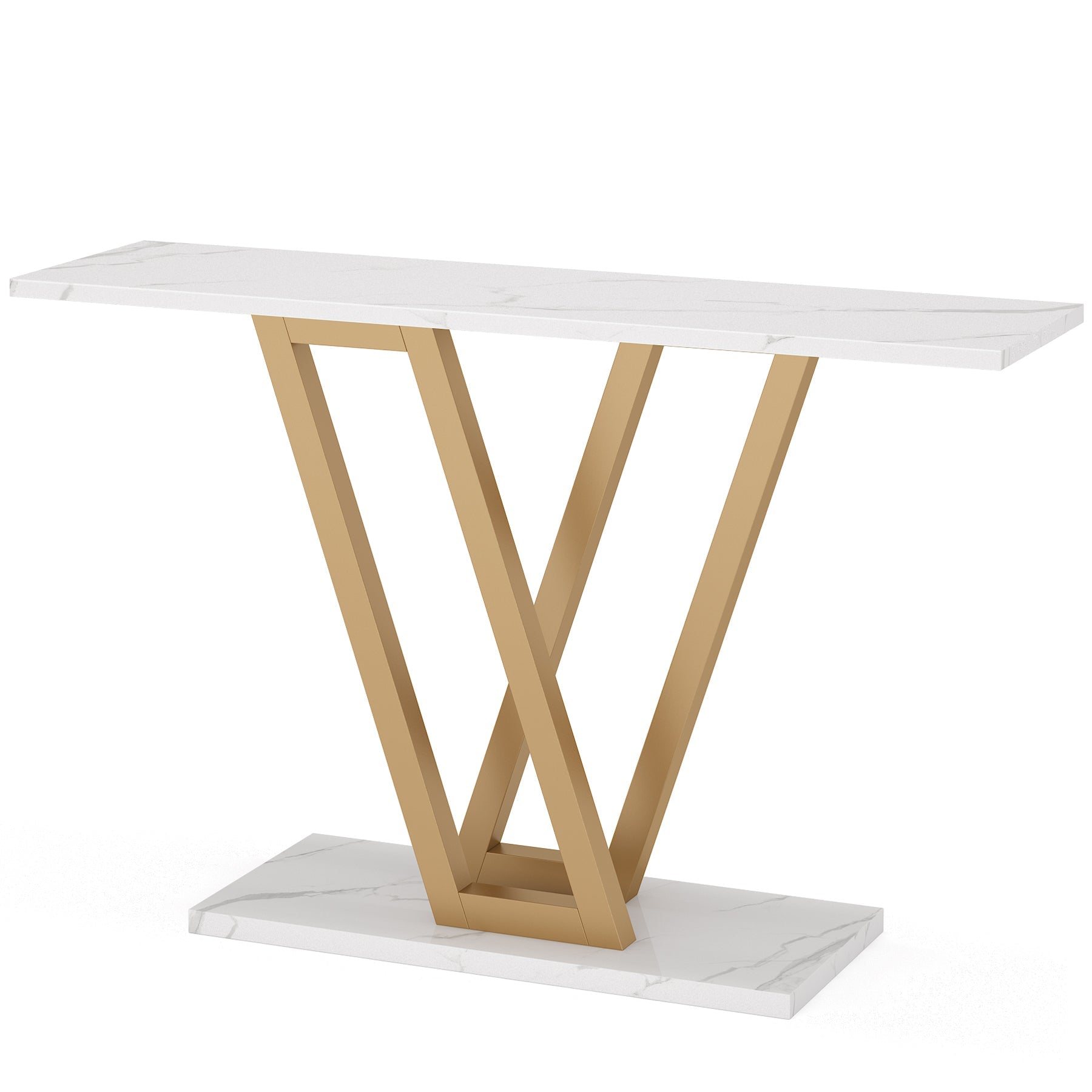 43" Gold Console Table, Modern Hallway Table Entryway Tables Narrow Sofa Table for Living Room