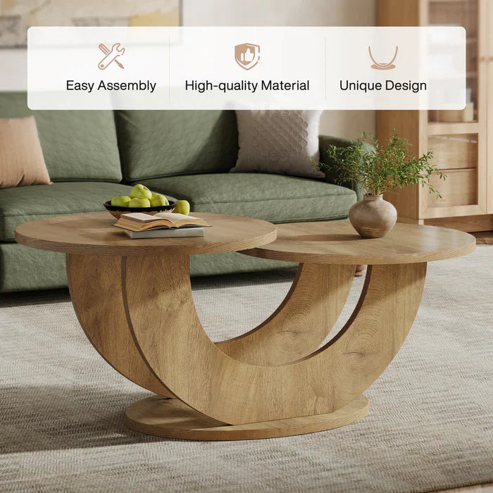 45" Modern Coffee Table, 2-Tier Accent Center Cocktail Table with U-Shaped Frame