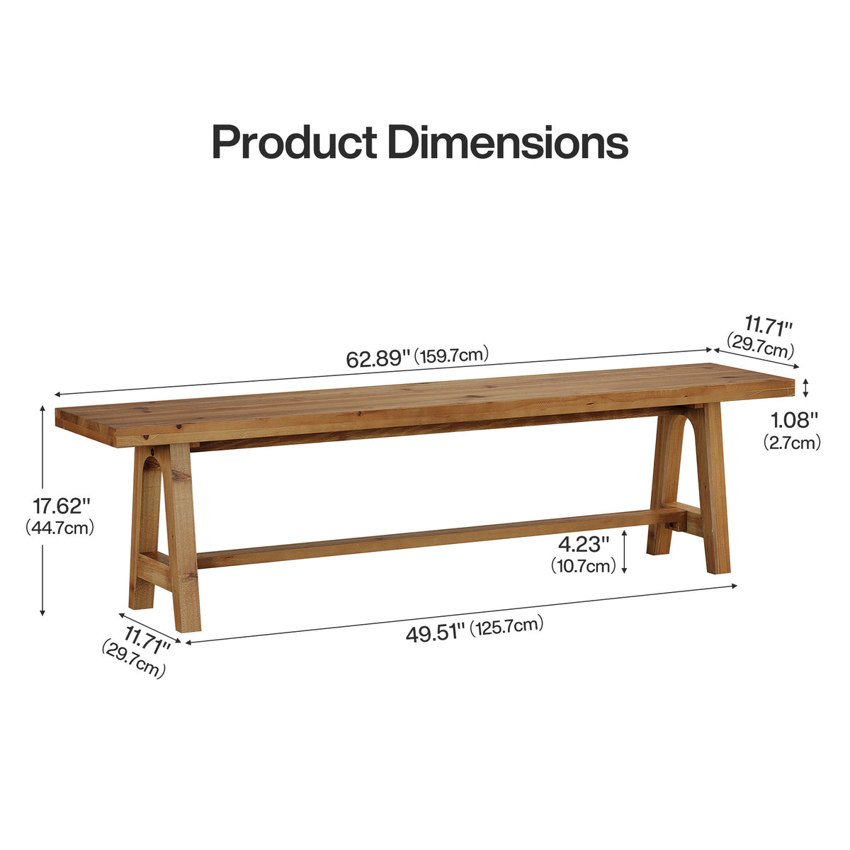 Tribesigns 63-Inch Solid Wood Entryway Bench, Rustic Hallway Shoe Bench for Mudroom