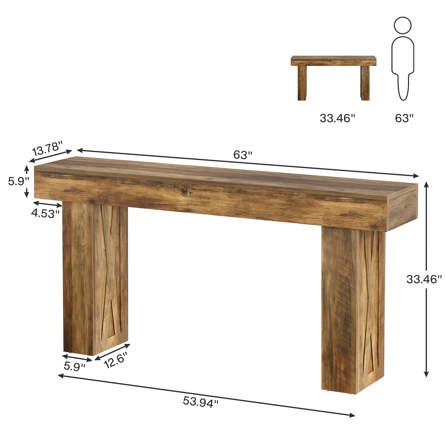 63" Narrow Console Table, Modern Sofa Table for Entryway Living Room