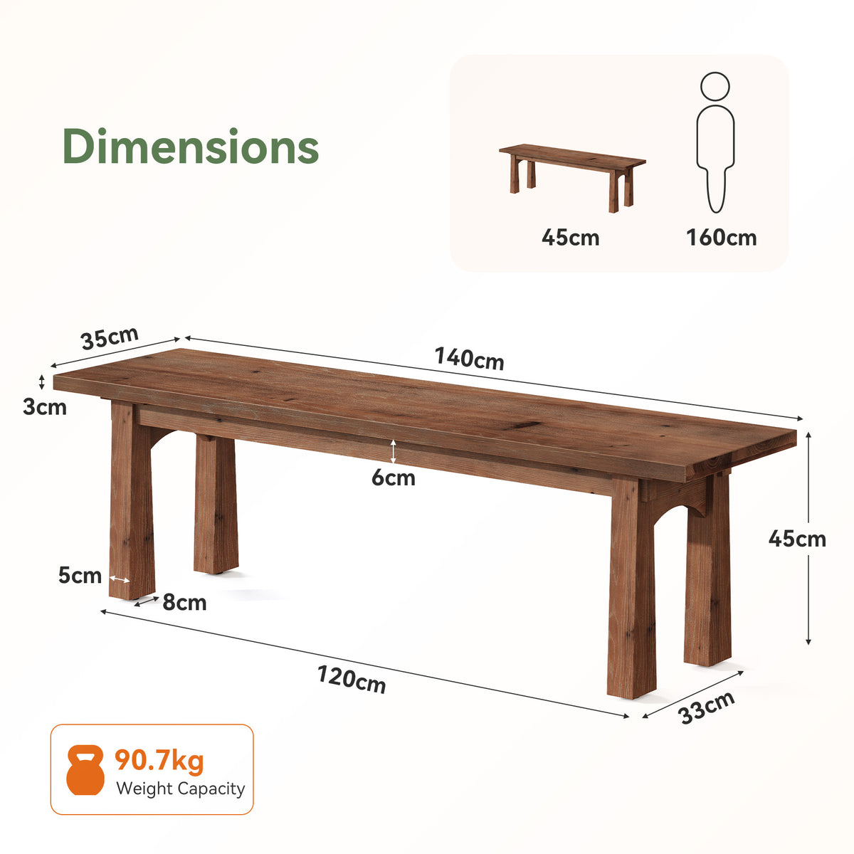 140cm Entryway Bench, Solid Wood Farmhouse Shoe Bench for Hallway & End of Bed