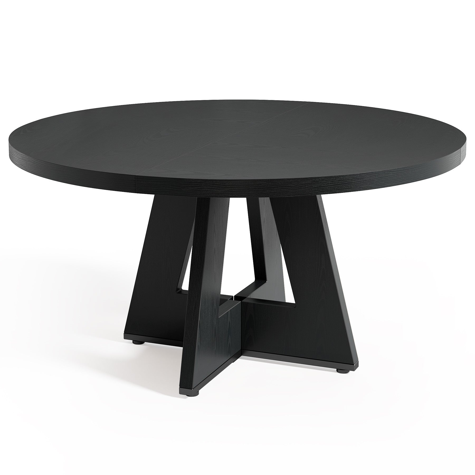 47" Round Dining Table, Farmhouse Wood Kitchen Table for 4-6 with Cross Base