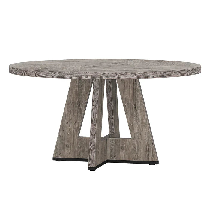 47" Round Dining Table, Farmhouse Wood Kitchen Table for 4-6 with Cross Base