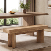 47" Kitchen Table Bench, Farmhouse Dining Bench with Sturdy Frame Tribesigns 3