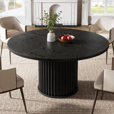 47" Round Dining Table, Wood Kitchen Table With Sturdy Fluted Metal Base 3