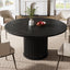 47" Round Dining Table, Wood Kitchen Table With Sturdy Fluted Metal Base