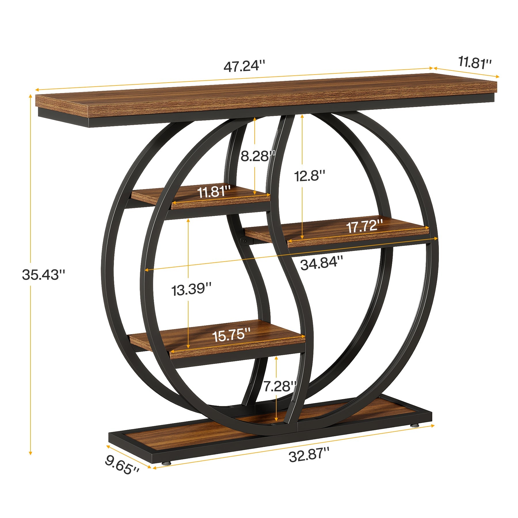 47.2" Console Table, Sofa Table Entryway Slim Table with 5-Tier Storage