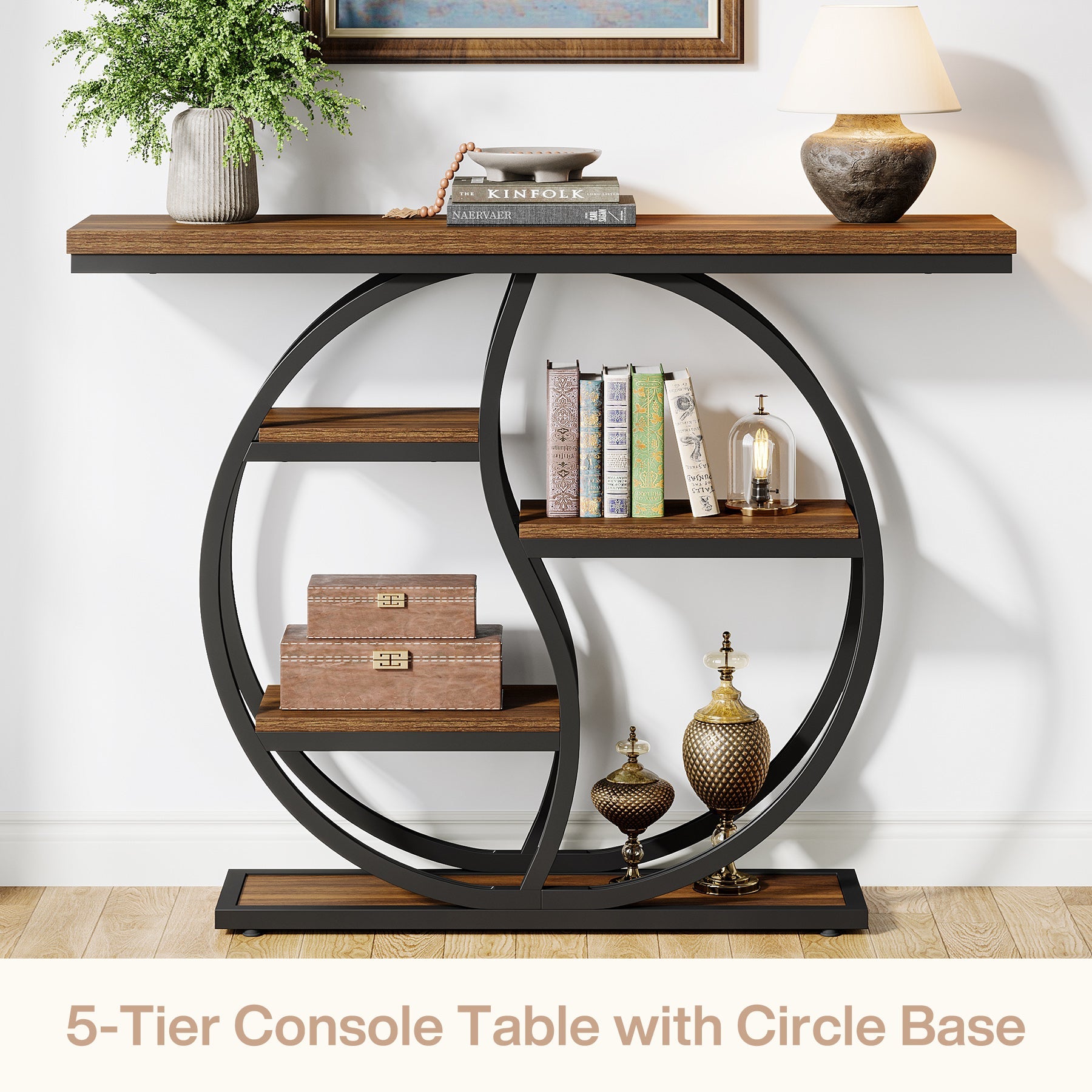 47.2" Console Table, Sofa Table Entryway Slim Table with 5-Tier Storage