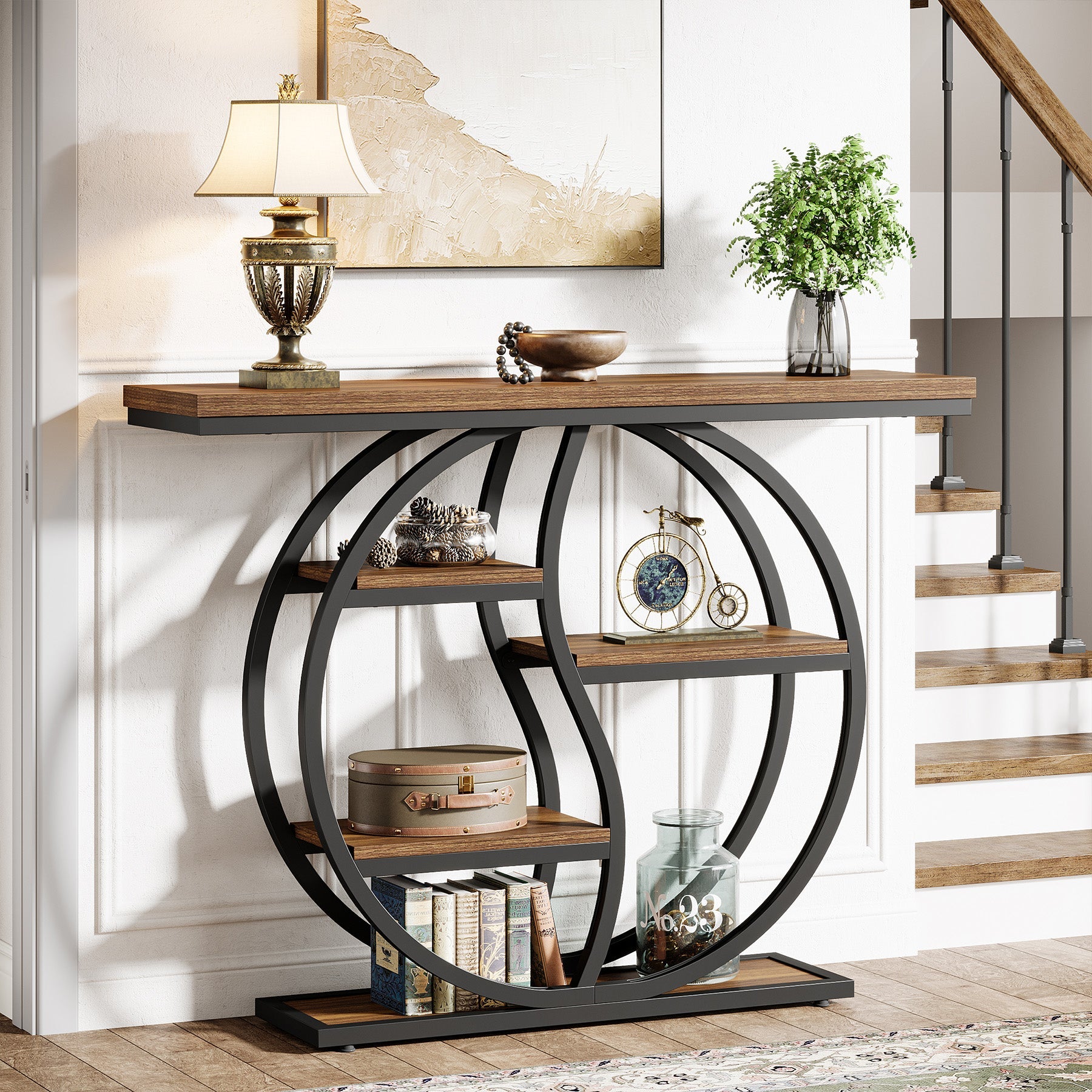 47.2" Console Table, Sofa Table Entryway Slim Table with 5-Tier Storage