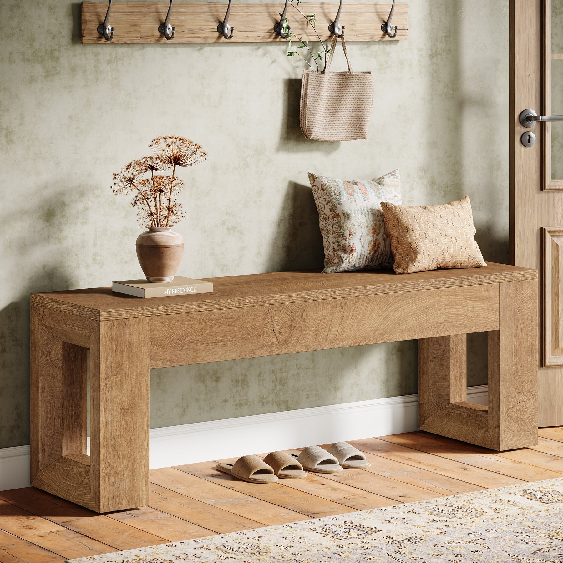 47" Entryway Bench, Sturdy Bench Seat End of Bed Bench