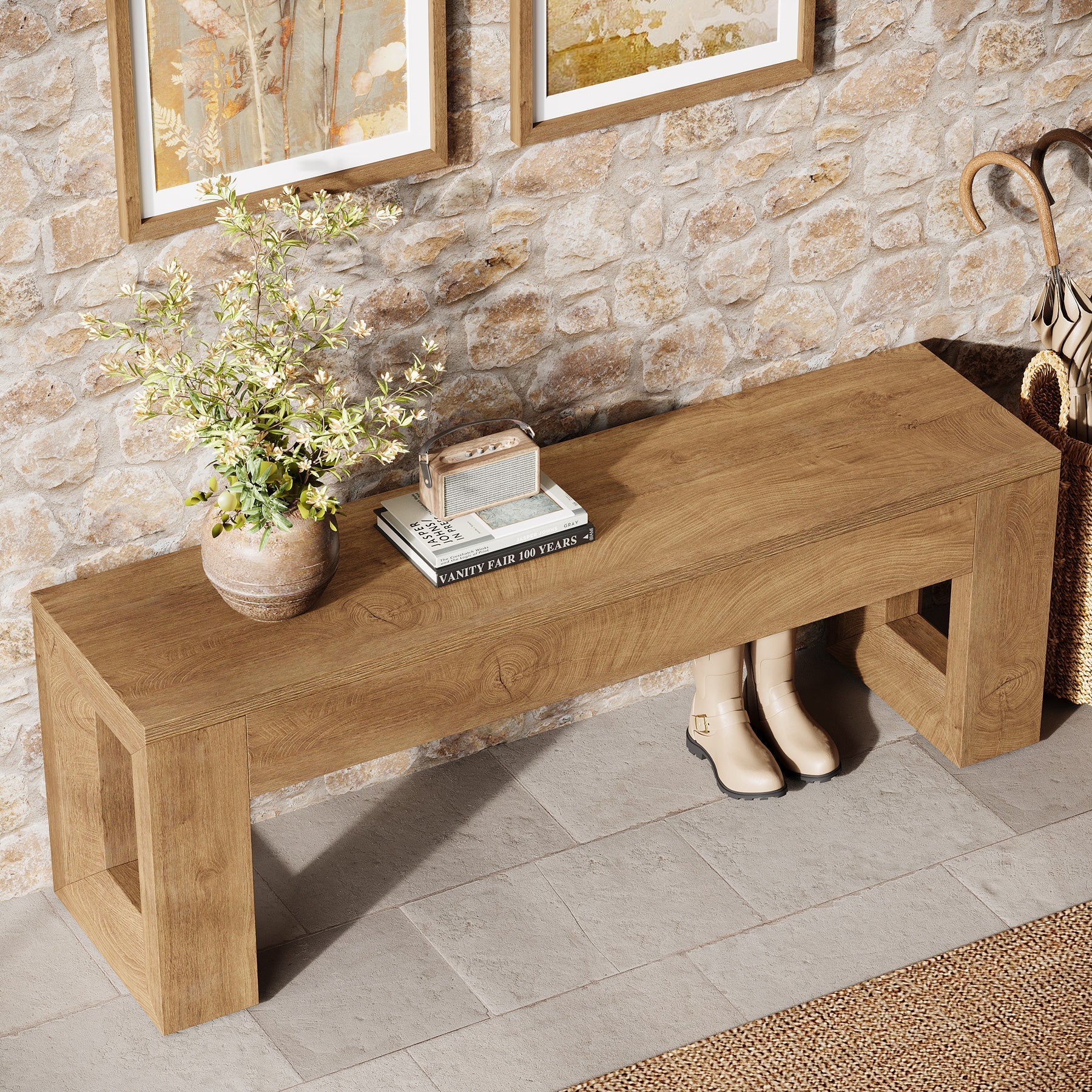 47" Entryway Bench, Sturdy Bench Seat End of Bed Bench