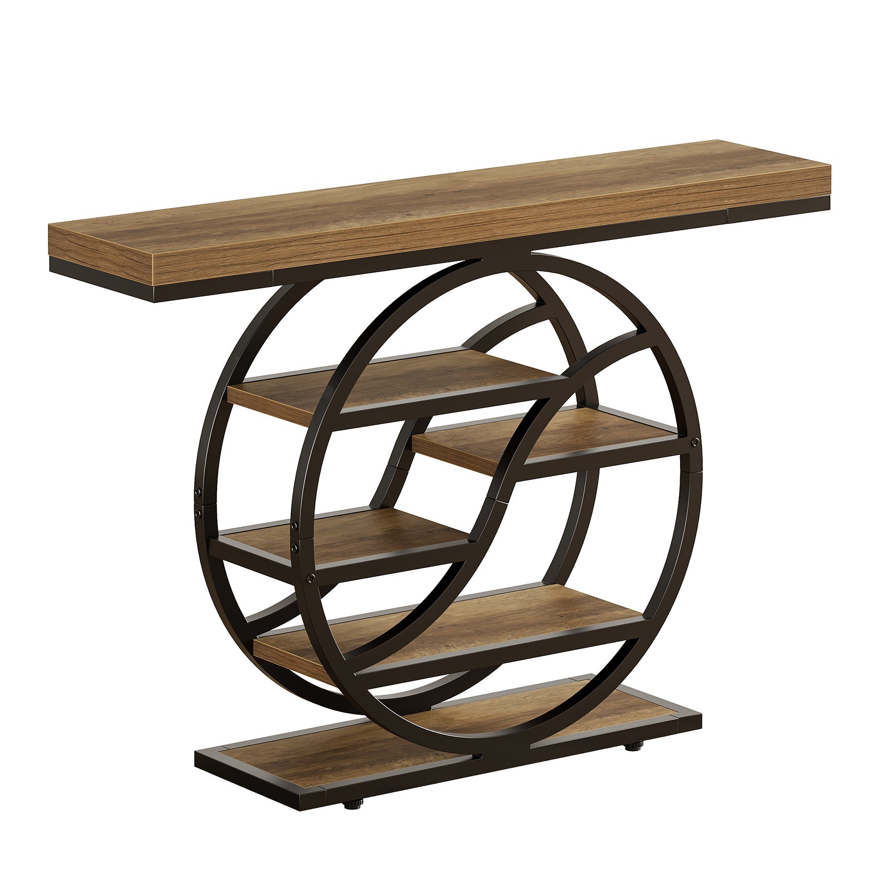 47" Industrial Console Table, 6-Tier Entryway Shelf, Metal Frame