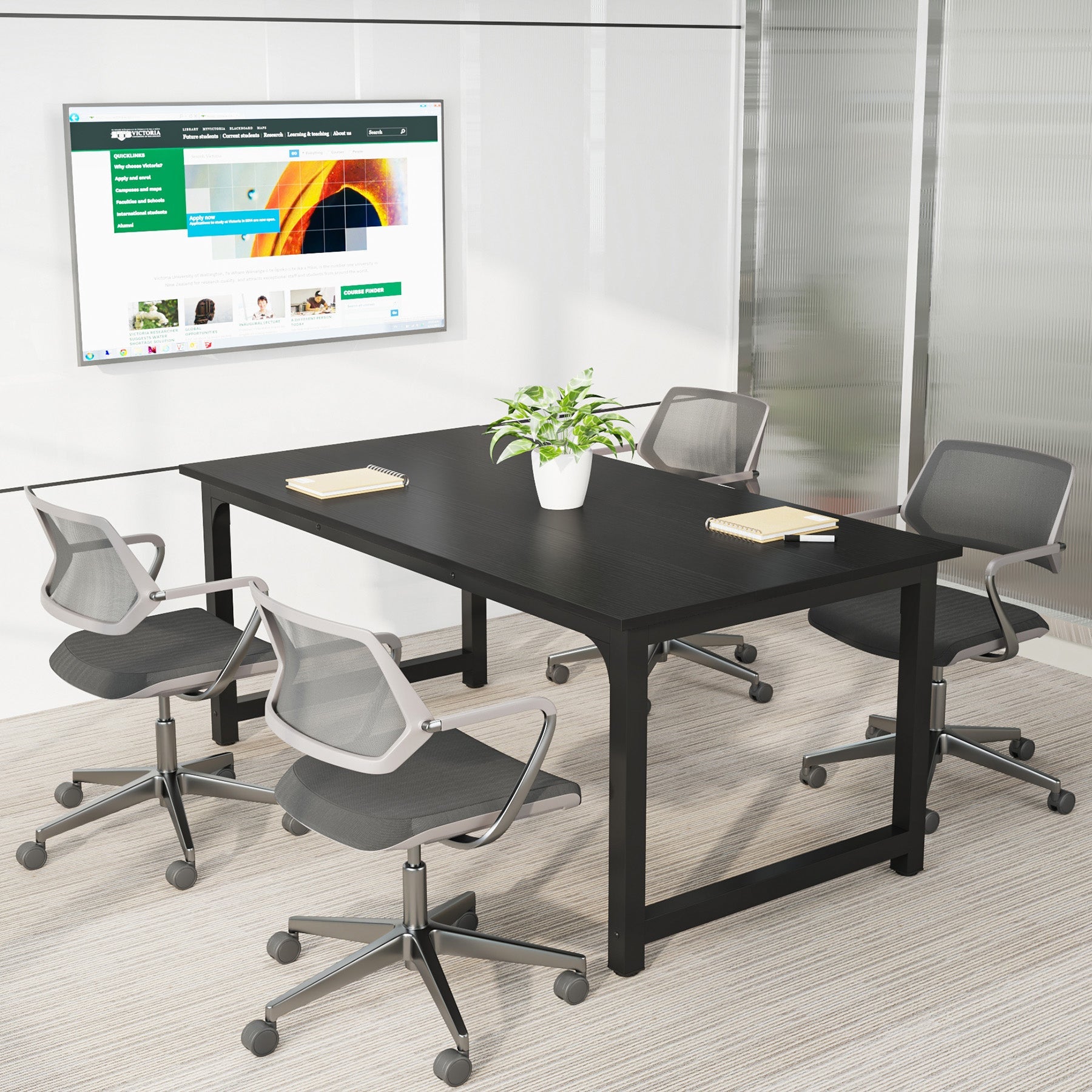 63" Large Office Desk, Industrial Writing Workstation