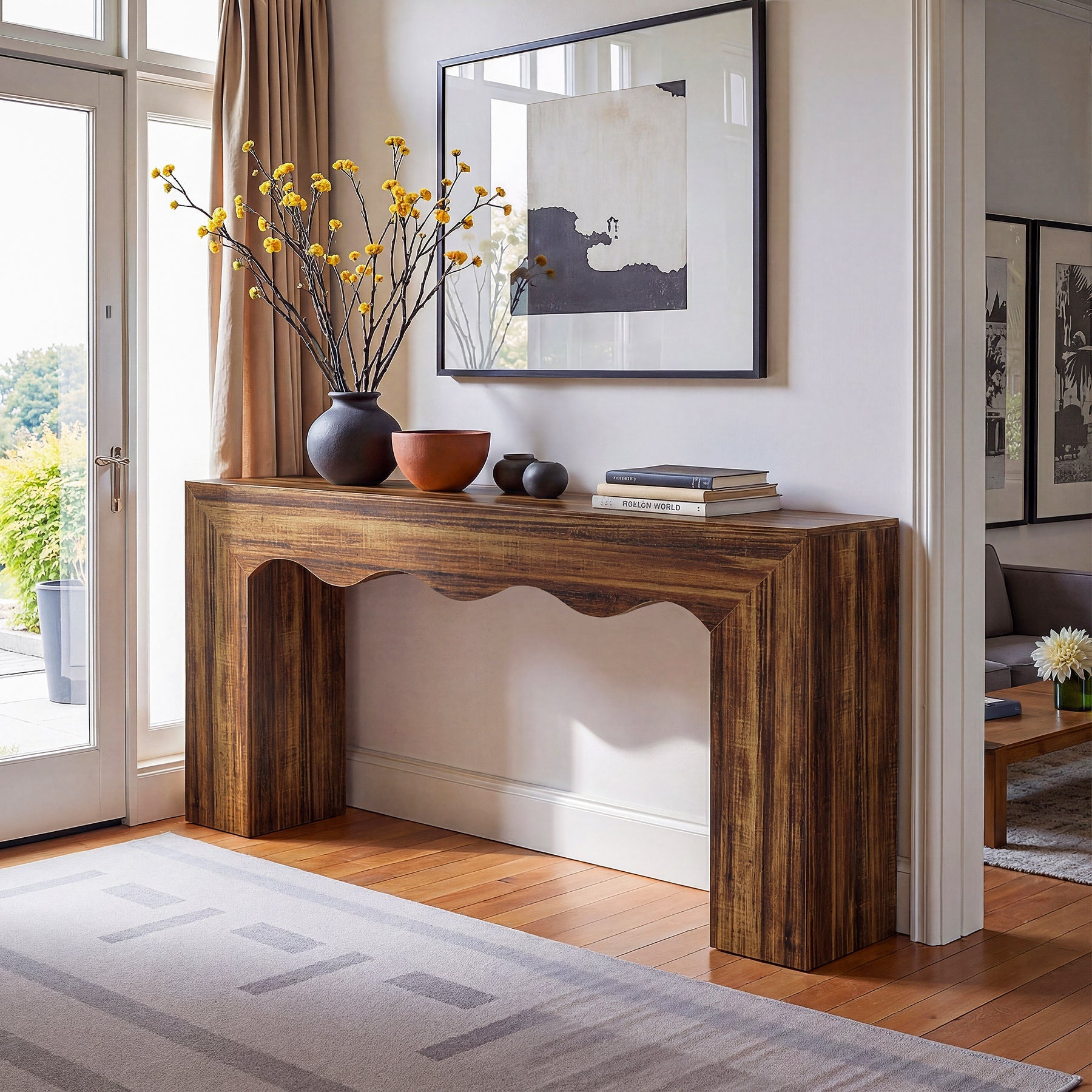 63" The Homestead Haven, Narrow Farmhouse Console Table with Storage Base