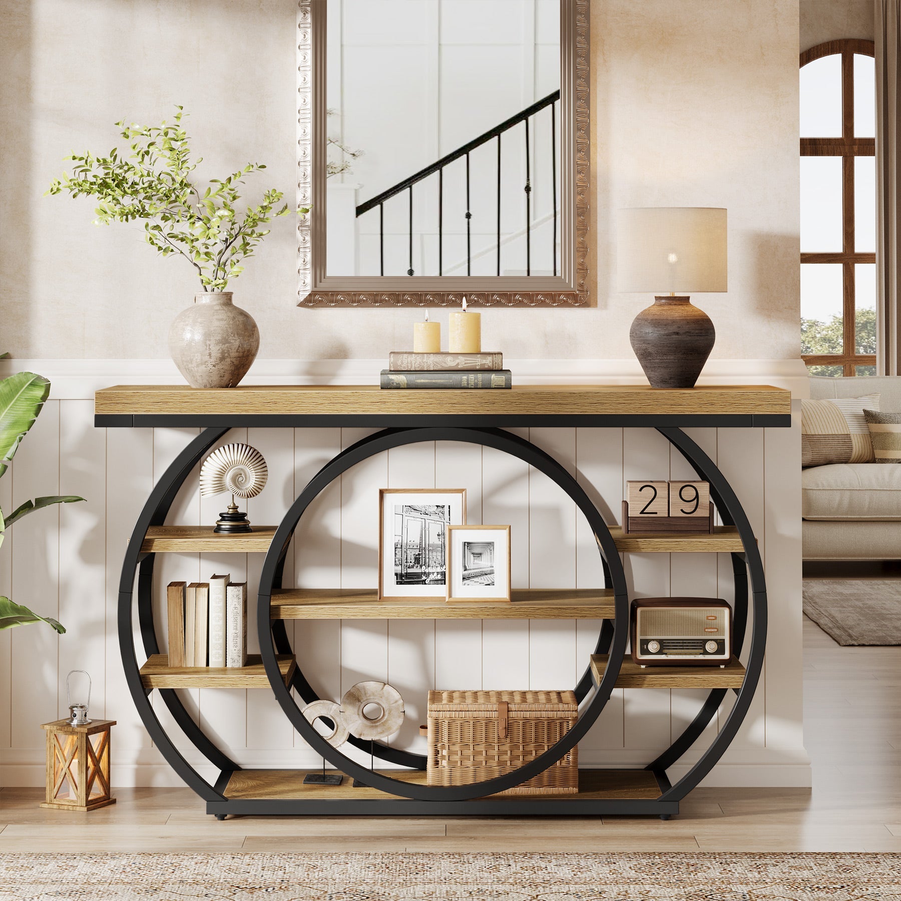 Tribesigns 47" Console Table, 5-Tier Industrial Entryway Table with Metal Frame