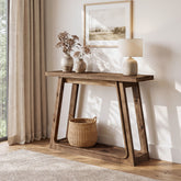 105cm Console Table, Solid Wood 2-Tier Narrow Entryway Sofa Table for Hallway 3