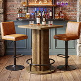99cm Square Bar Table, Wooden Bistro Table with Footrest for Kitchen & Cafe 3