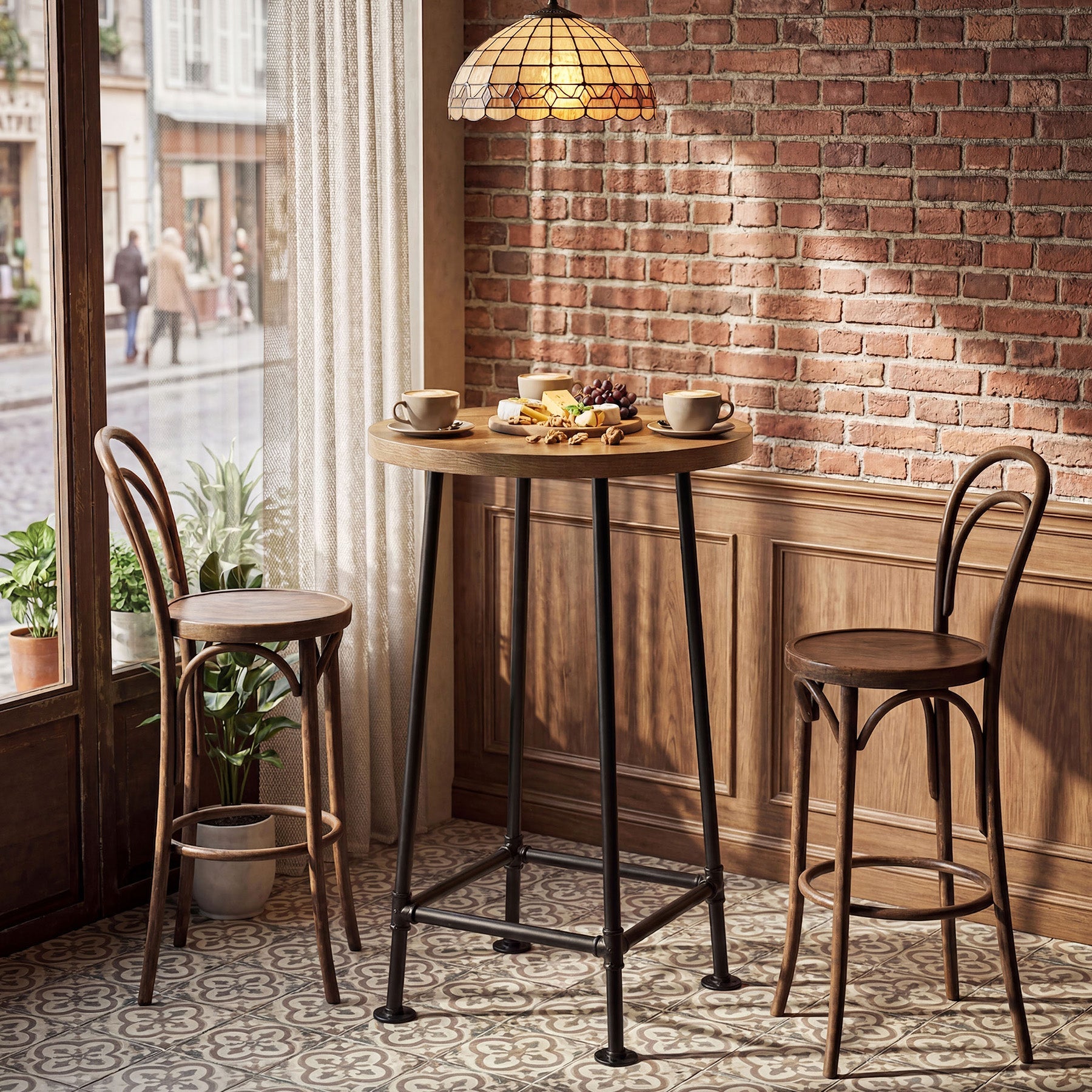 37.4" Round Bar Table, High Top Pub Table for Small Spaces