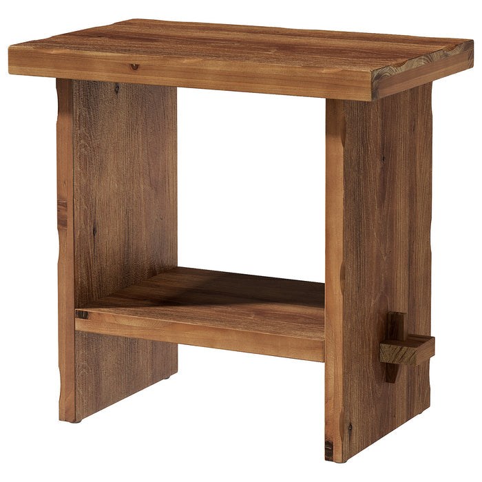 60cm Side Table, 2-Tier Solid Wood Compact Nightstand for Living Room