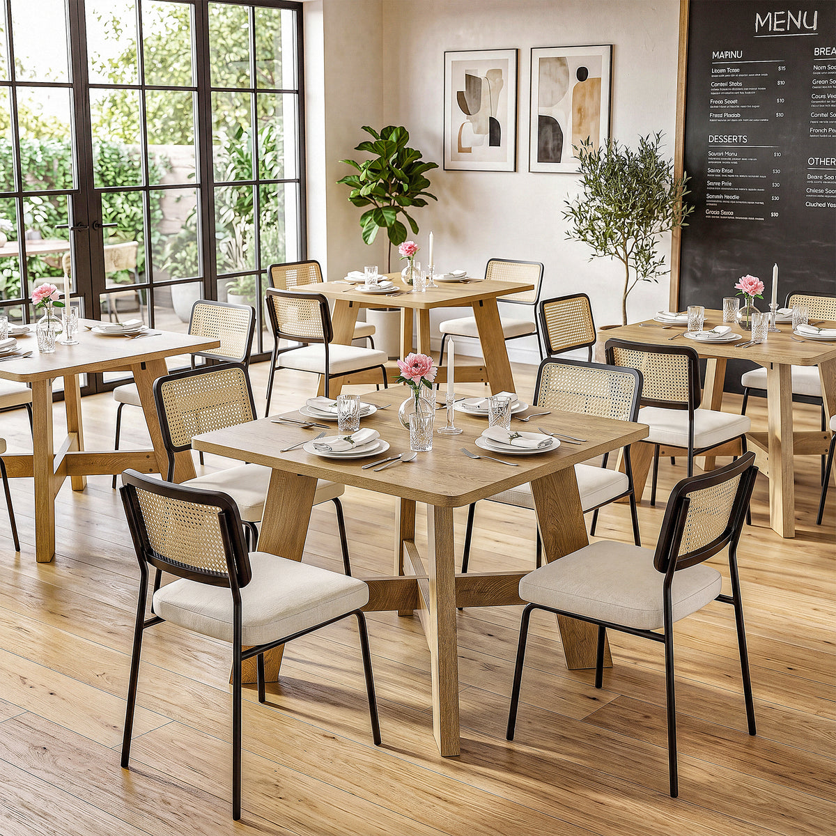 100cm Square Dining Table, Rustic Kitchen Table for 4