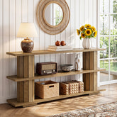 160cm Console Table, 3-Tier Storage Narrow Hallway Table for Living Room Entryway 3