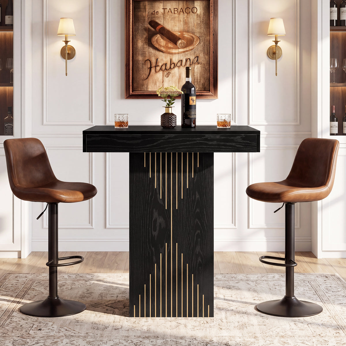 Tribesigns Square High Bar Table with Column Base, 80 x 80 cm, for the Kitchen and Living Room