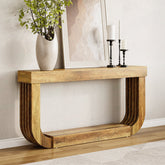 180cm Console Table, 2-Tier Wooden Hallway Table with U-Shaped Legs 3