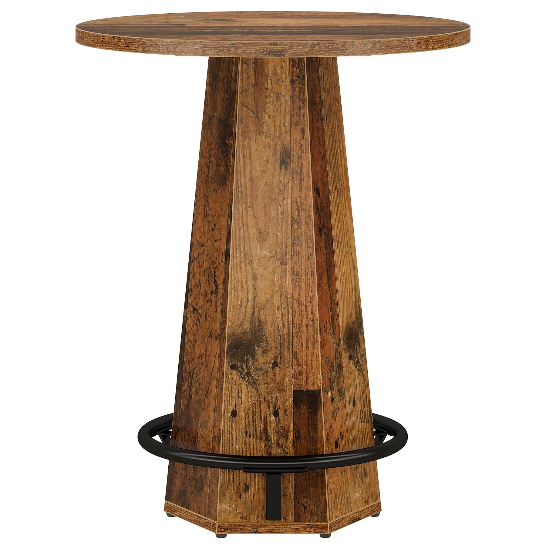Round Bar Table, 39.4" H Bistro Pub Cocktail Table with Metal Footrest (Only Table)
