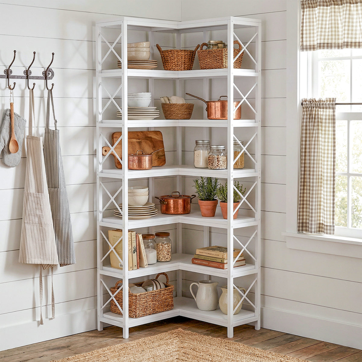 7-Tier Corner Bookshelf  Display Storage Rack