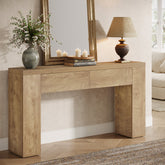Tribesigns 160cm console table, slim hallway table with 2 drawers 3