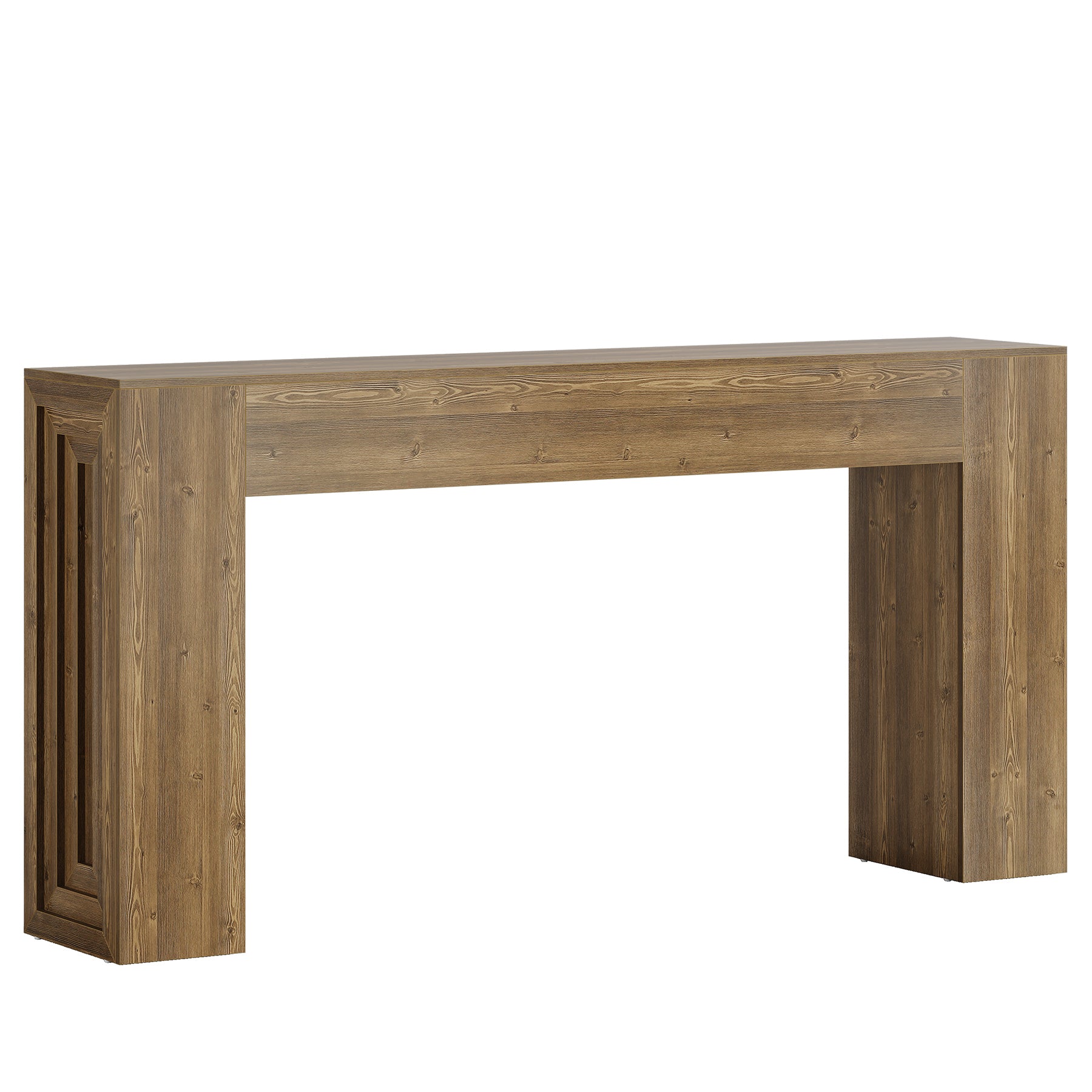 63" Farmhouse Console Table, Narrow Sofa Table with Natural Brown Finish for Entryway