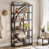70.8" Industrial Bookshelf, 5-Tier Open Bookcase for Home Office and Living Room in Rustic Brown 3