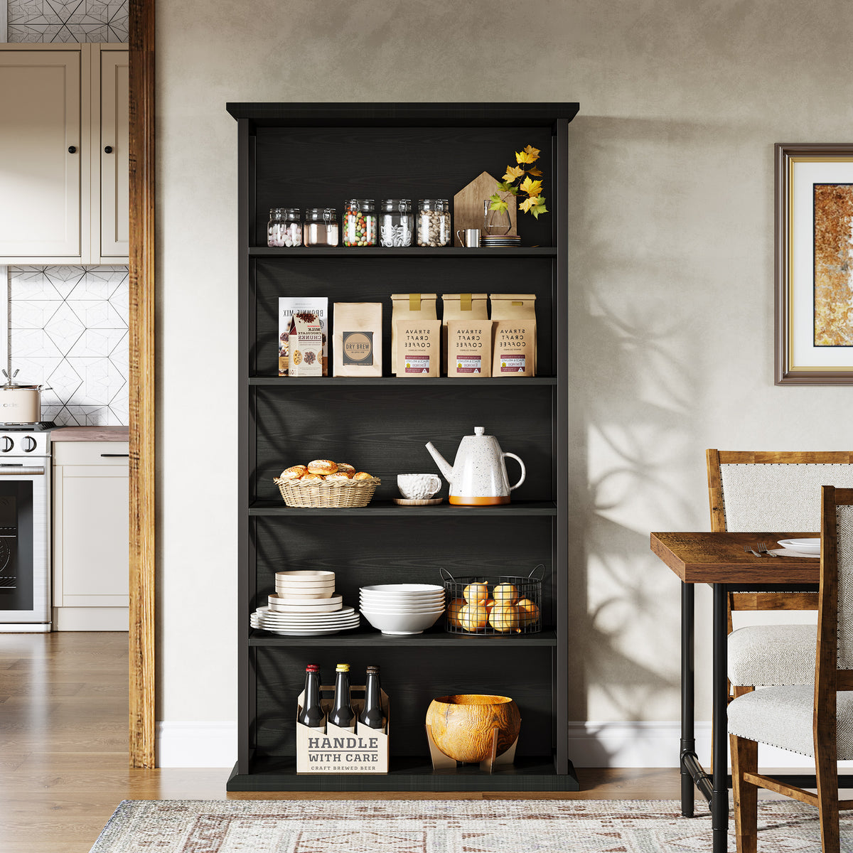 71" 6-Tier Bookshelf, Open Storage Bookcase with Metal Frame for Office