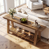 200cm Console Table, Long Farmhouse Entryway Table with 2-Tier Storage Shelf 3