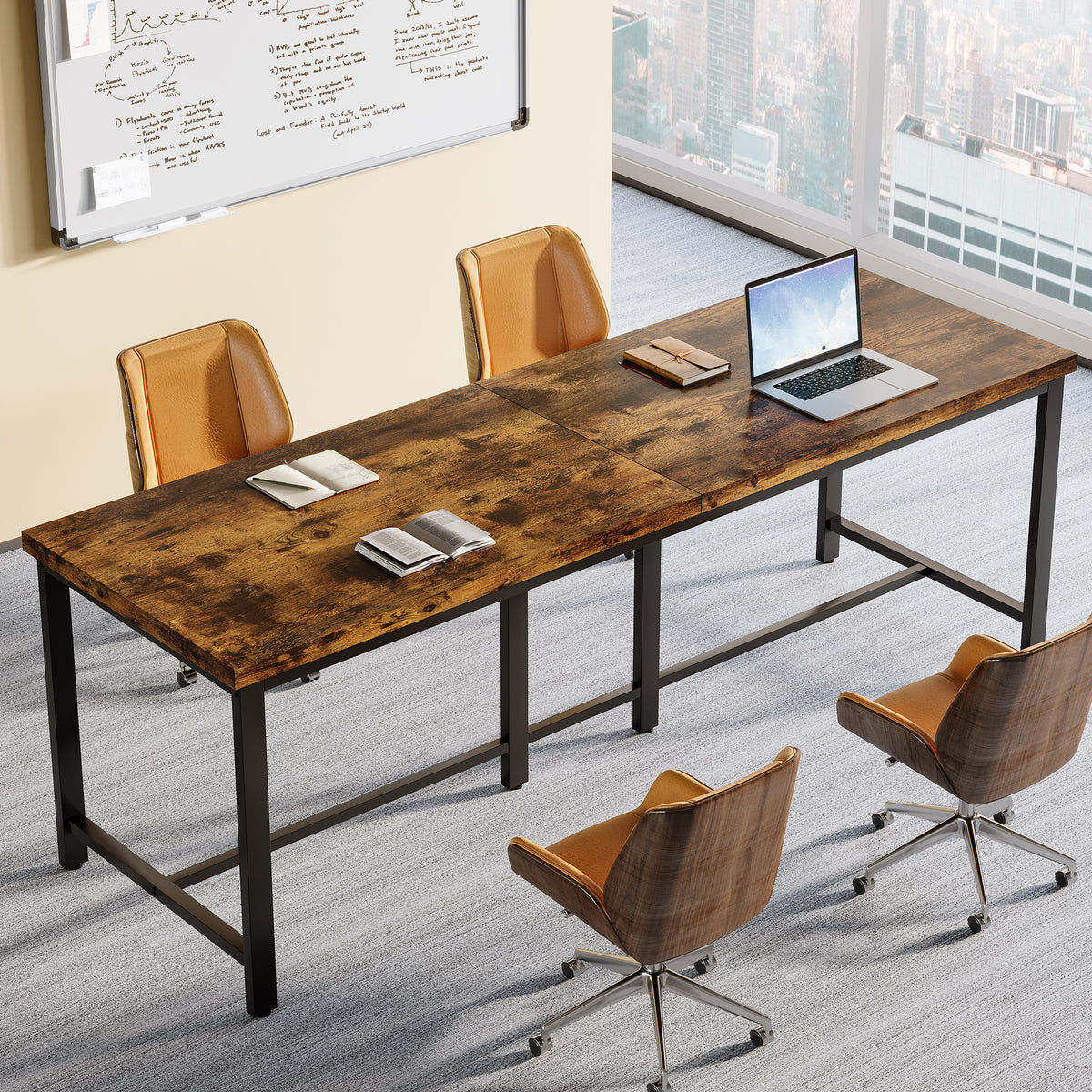 Tribesigns 200cm-long computer desk, office desk for two people