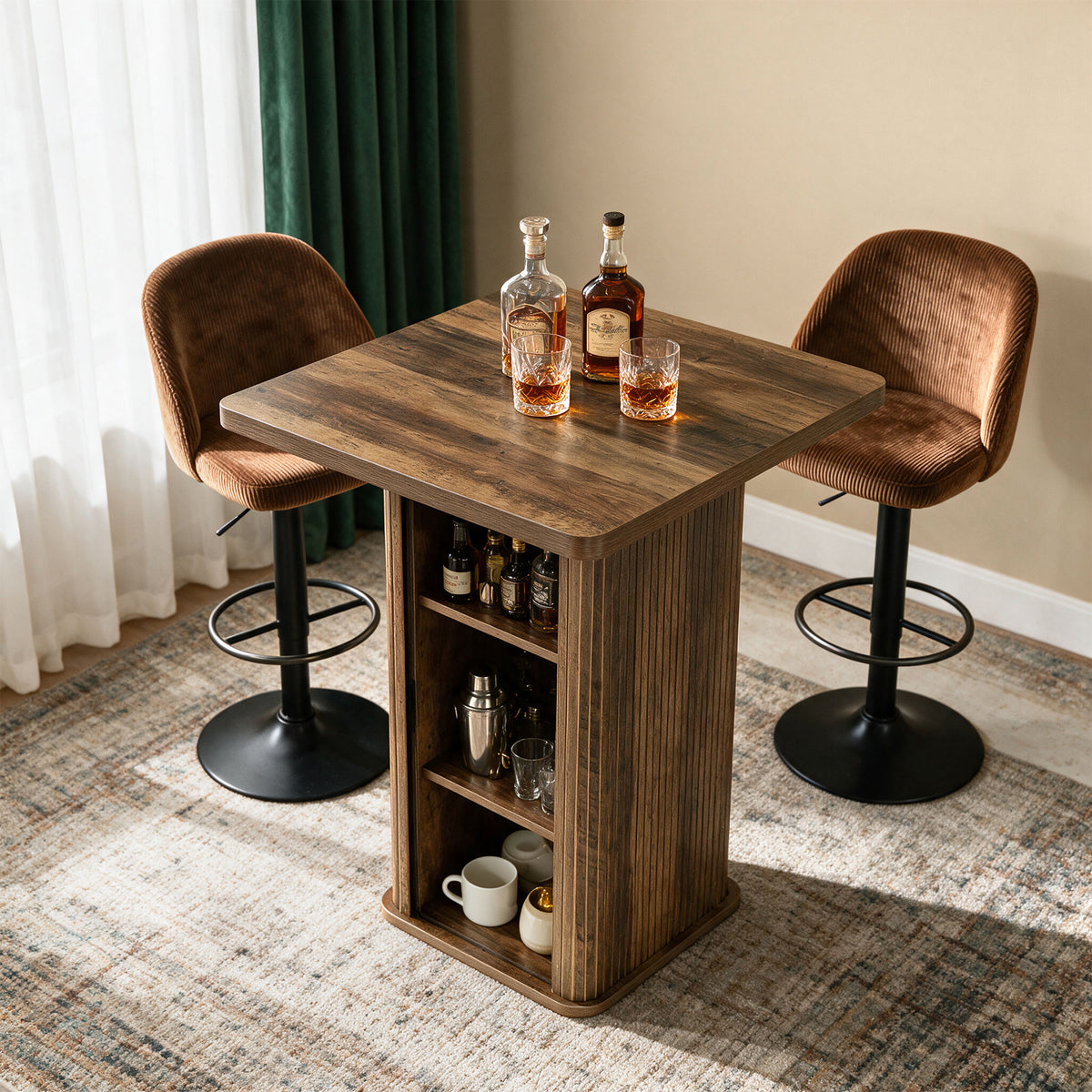 Tribesigns Bar Table with 3-Shelf Storage Unit, Height 90 cm, for Small Kitchens